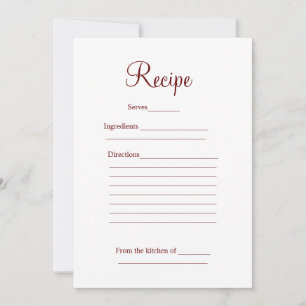 Rezeptkarte Junggesellinnen-Abschiedsparty Hochzei Feiertagskarte