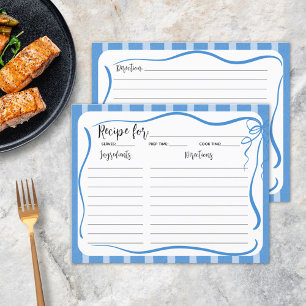 Rezeptkarte mit blauen Streifen und Zitronen