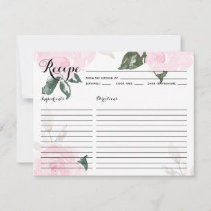 Rezeptkarte mit süßen rosa Aquarellrosen