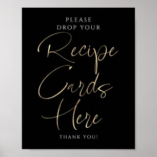 Rezeptkarten Hochzeits-Party-Schild Schwarz und Go Poster