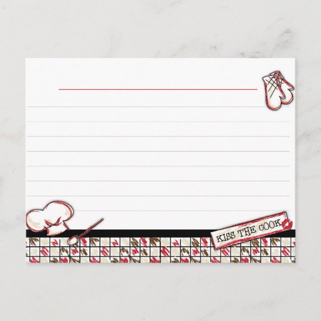 Rezeptkarten. Kuss der Koch Postkarte (Vorderseite)