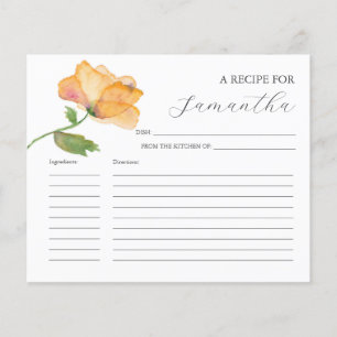 Rezeptkarten Orange Watercolor Blumen