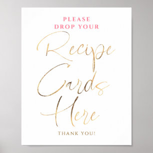 Rezeptkarten Rosa und Goldene Brautparty-Schilder Poster