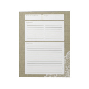 Rezeptseite Jute und Spitze Notizblock