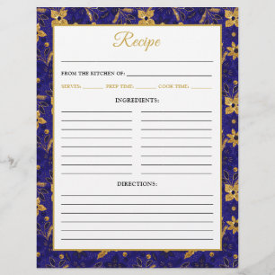 Rezeptseite mit blauen und goldenen Weihnachtsster Flyer