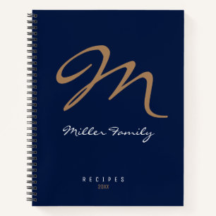 Rezepturen Mit Monogramm dunkelblau Notizbuch