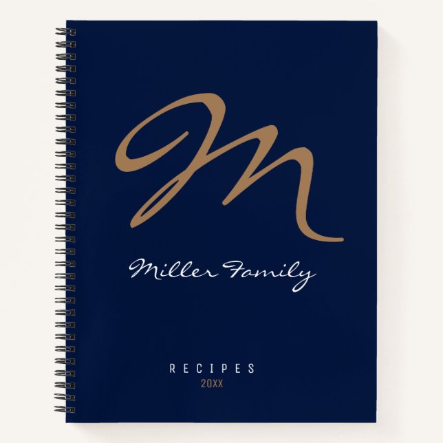 Rezepturen Mit Monogramm dunkelblau Notizbuch (Vorderseite)