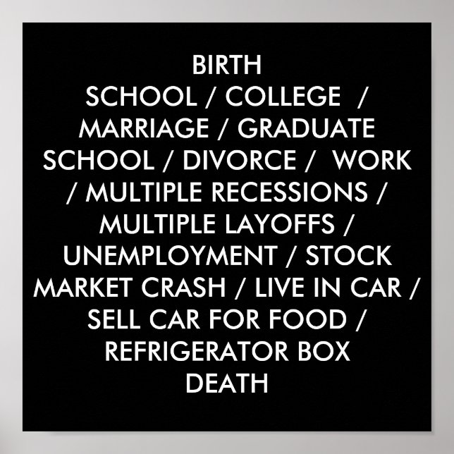 REZESSIONSPOSTER #1: Die Lebensliste Poster (Vorne)