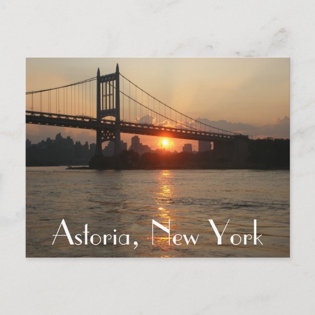 "RFK Bridge at Sunset" Astoria, NY Postcard Postkarte (Vorderseite)