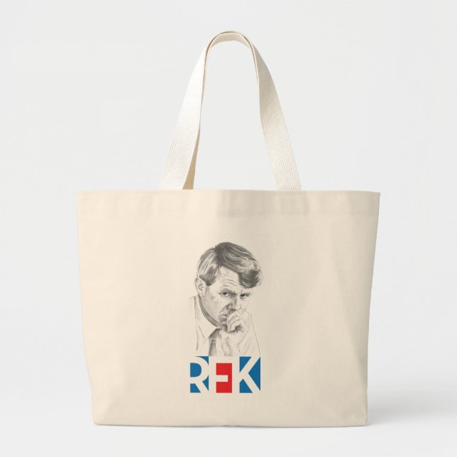 RFK Zeichnend mit RFK-Text in Rot & Blau Jumbo Stoffbeutel (Vorne)