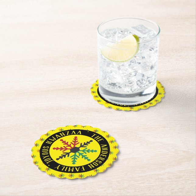 RGB Snowflakes Muster Name Joyous Kwanzaa hinzufüg Untersetzer (Vor Ort)