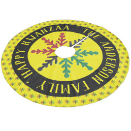 RGB Snowflakes Pattern Name glücklich Kwanzaa Fleece Weihnachtsbaumdecke