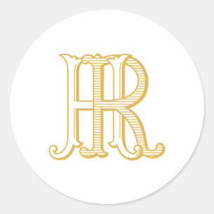 RH Monogramm oder HR Monogramm-Aufkleber Runder Aufkleber