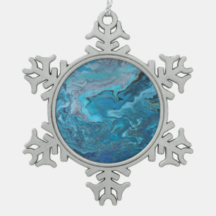 Rhapsody auf Türkis Schneeflocken Zinn-Ornament