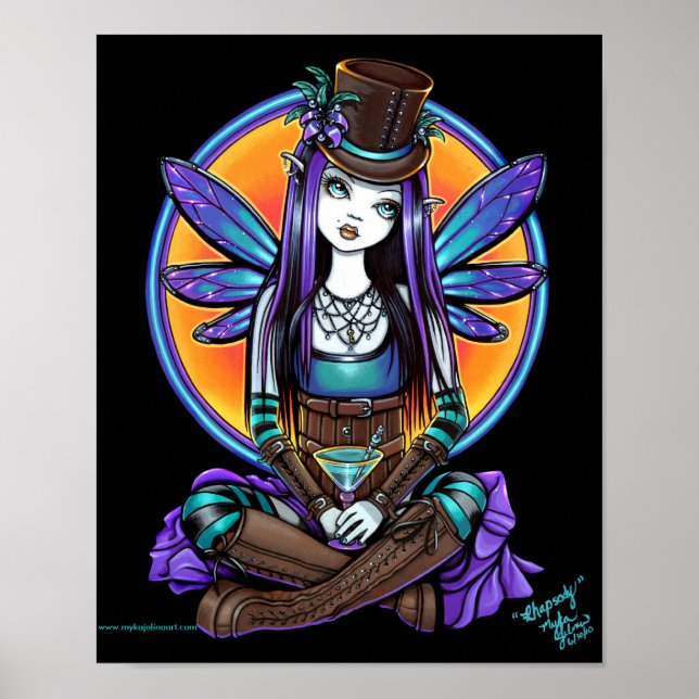 "Rhapsody" Gothic Absinthe Fairy Art Poster (Vorne)