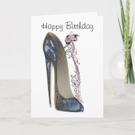 Rhapsody in Blue Stiletto Shoe Art Karte