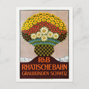 RhB Rhätische Bahn Schweiz Vintage Poster 1911 Postkarte