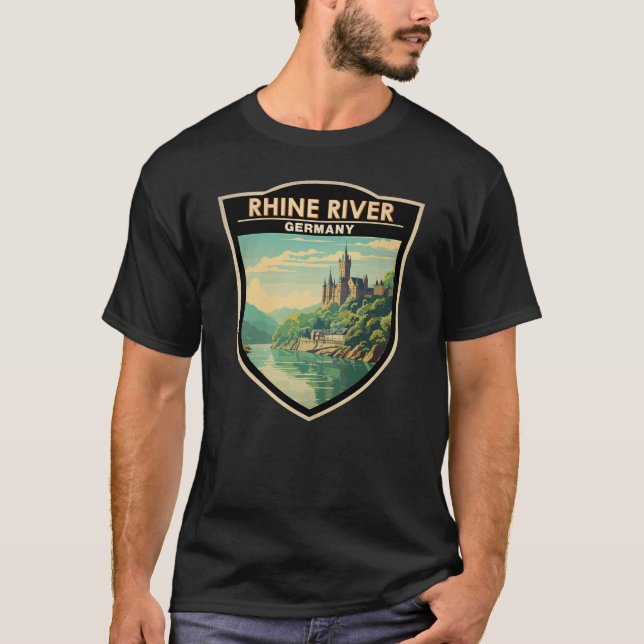 Rhein-Deutschland Abschnitt Reisen Vintag T-Shirt (Vorderseite)