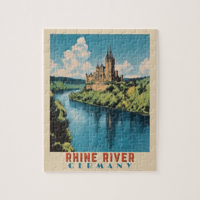 Rhein-Deutschland Vintage Travel Puzzle (Vertikal)