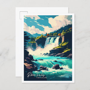 Rhein Falls Schweiz - Reise-Illustration Postkarte