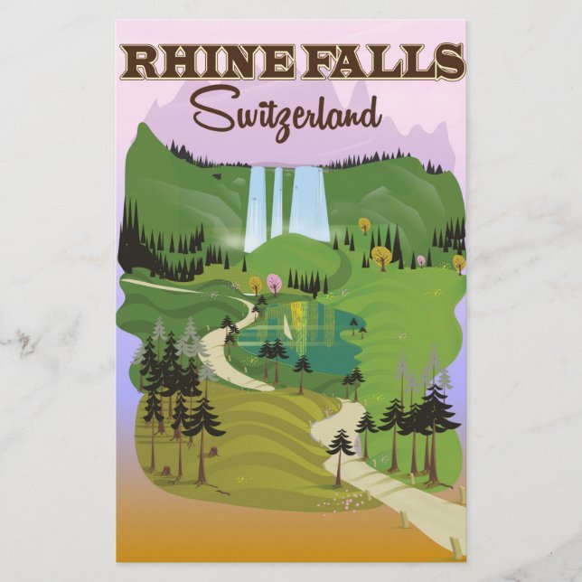 Rhein fällt Schweiz Reiseplakat Briefpapier (Vorderseite)