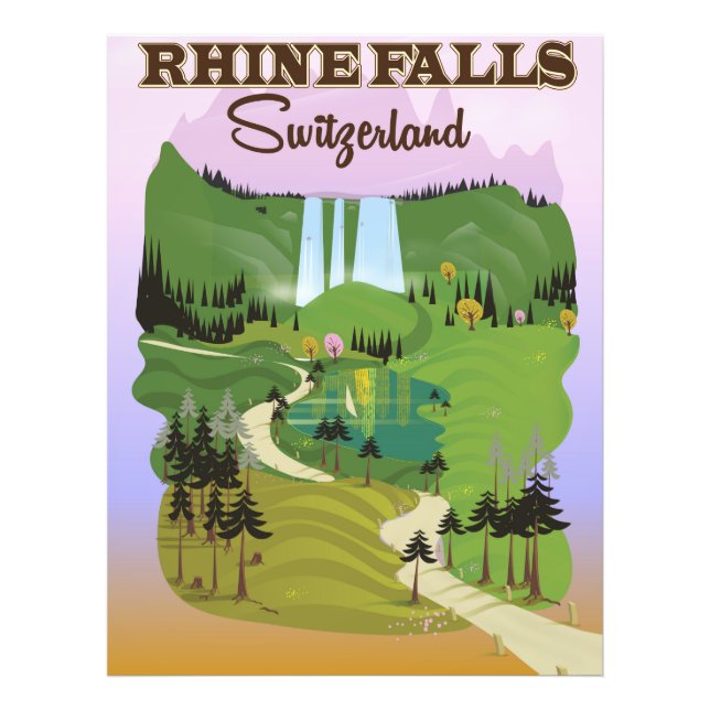 Rhein fällt Schweiz Reiseplakat Fotodruck (Vorne)