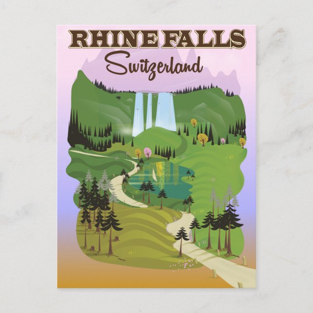 Rhein fällt Schweiz Reiseplakat Postkarte (Vorderseite)