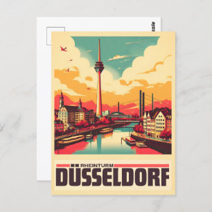 Rhein Tower Dusseldorf Rheinturm - Deutsche Schenk Postkarte