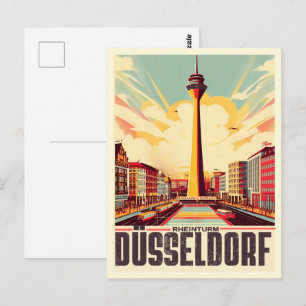 Rhein Tower Dusseldorf Rheinturm - Deutsche Schenk Postkarte