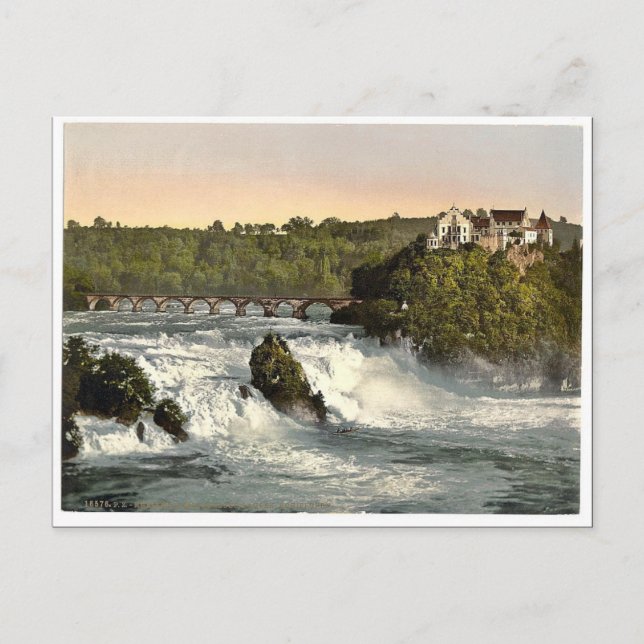 Rheinfall mit Schloss Laufen, Schiffchen. klassisc Postkarte (Vorderseite)