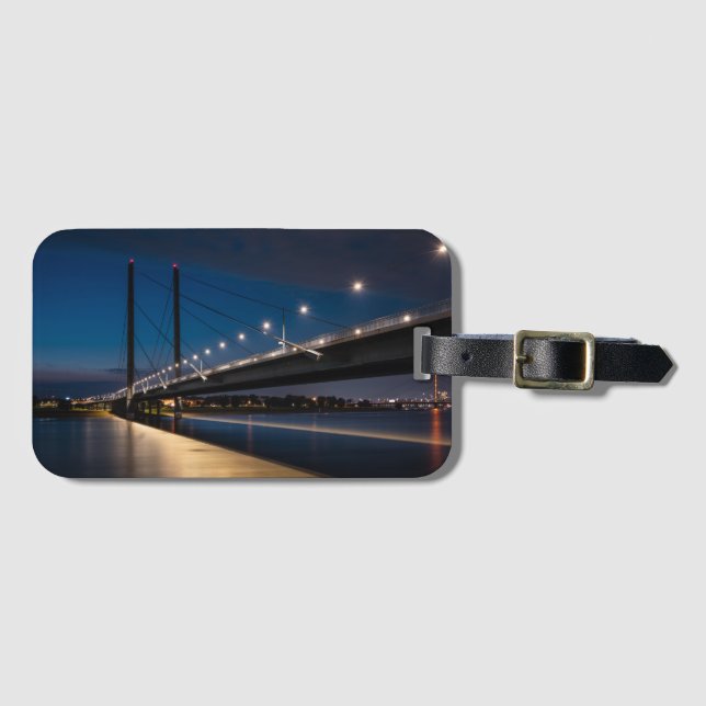 Rheinkniebrücke Dusseldorf, Deutschland Gepäckanhänger (Vorderseite (Horizontal))