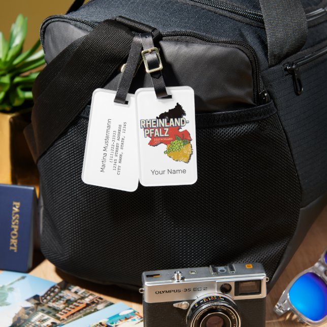 Rheinland-Pfalz Deutschland Bundesstaatlicher Staa Gepäckanhänger (Vorderseite & Rückseite)