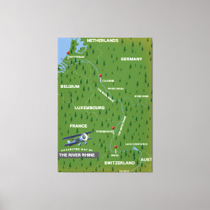 Rheinrückwärts-Reiseplan. Canvas Print Leinwanddruck