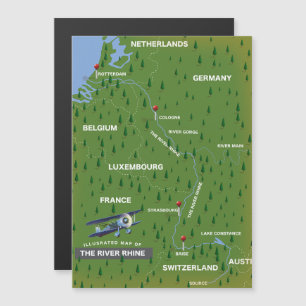 Rheinrückwärts-Reiseplan. Magnetkarte