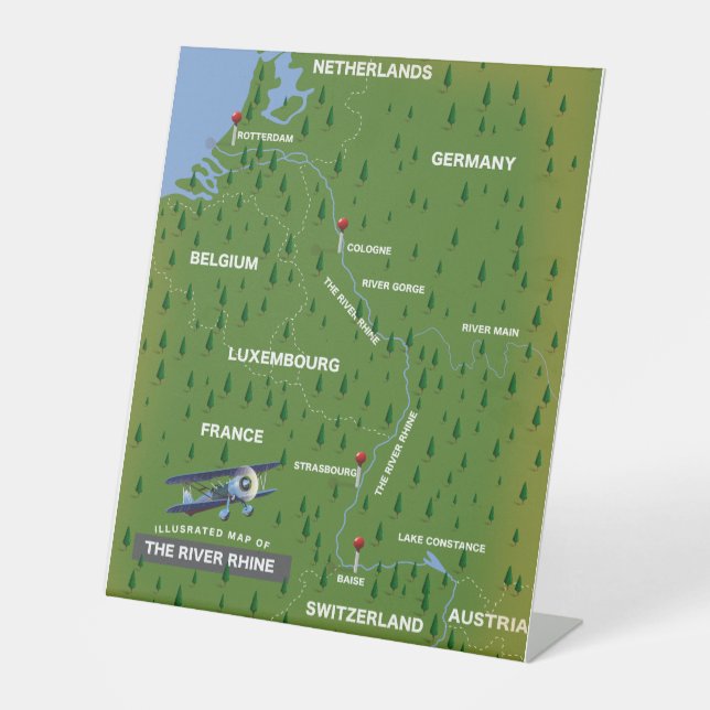 Rheinrückwärts-Reiseplan. Sockelschild (Vorderseite)