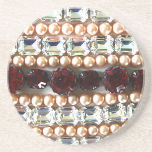Rheinsteine und Perlen - Vintage-Schmuck Sandstein Untersetzer