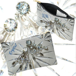 Rheinsteine Vintage Art Deco Elegantes Silbergrau Zubehörtasche
