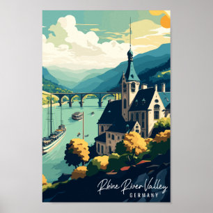 Rheintal Deutschland Vintage-Reiseort Poster