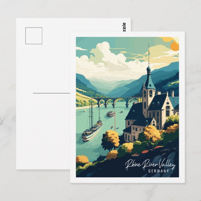 Rheintal Deutschland Vintage-Reiseort Postkarte (Vorne/Hinten)