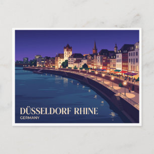 Rheinuferpromenade Düsseldorf bei Nacht Deutschlan Postkarte