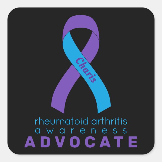 Rheumatoide Arthritis Advocate Schwarzer Quadrat S Quadratischer Aufkleber (Vorderseite)
