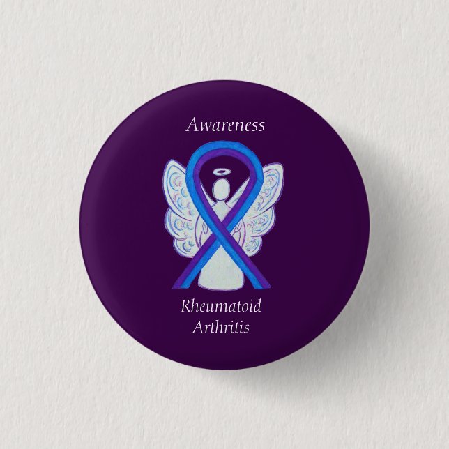 Rheumatoide Arthritis Awareness Ribbon Angel Butto Button (Vorderseite)