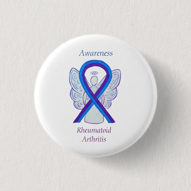 Rheumatoide Arthritis Awareness Ribbon Angel Butto Button (Vorderseite)