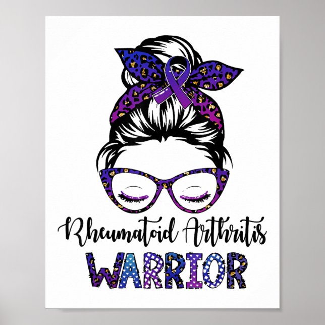 Rheumatoide Arthritis Warrior Messy Bun Ribbon Poster (Vorne)