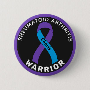 Rheumatoide Arthritis Warrior Ribbon Black Button