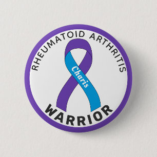Rheumatoide Arthritis Warrior Ribbon White Button