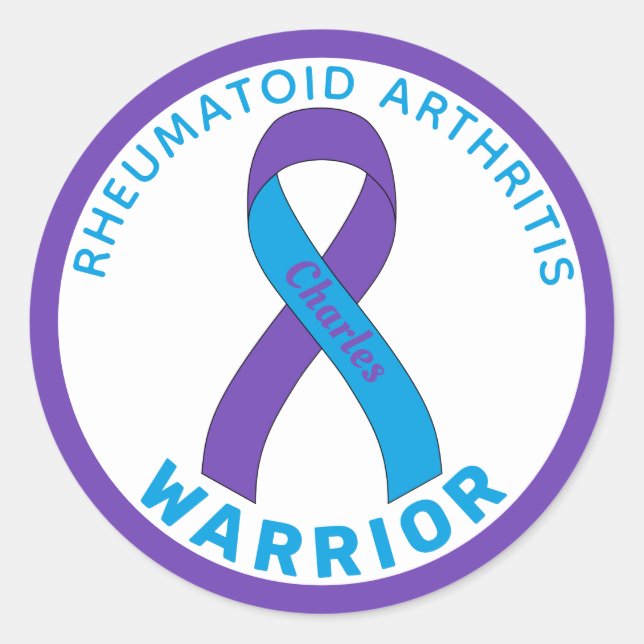 Rheumatoide Arthritis Warrior Ribbon White Classic Runder Aufkleber (Vorderseite)