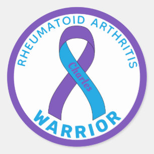 Rheumatoide Arthritis Warrior Ribbon White Classic Runder Aufkleber