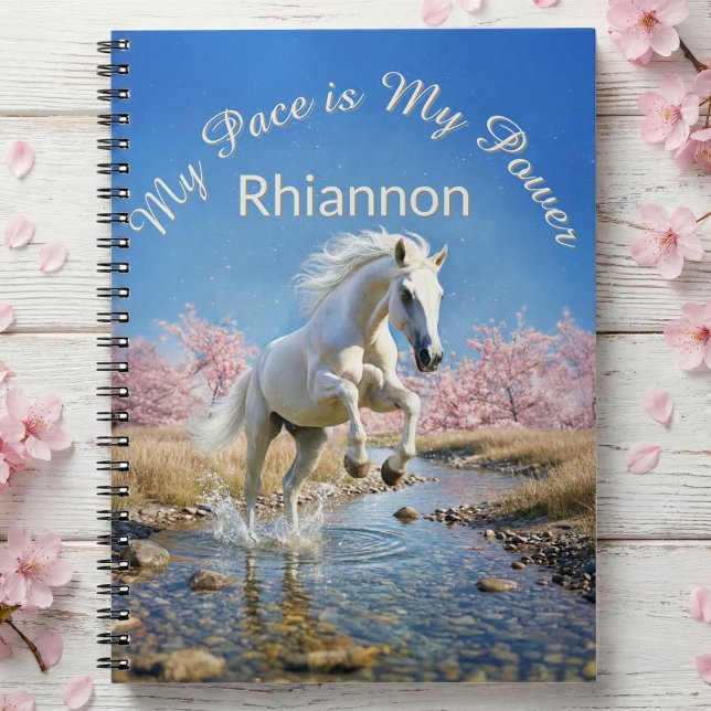 Rhiannon's White Horse Slow Living Empowerment Notizblock (White Horse New Year resolutions, spring dreams, and daily thoughts Notebook. Empowerment Journal)