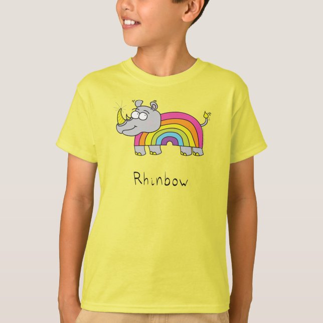 Rhinbow Rainbow Kid's Boy's T - Shirt Yellow (Vorderseite)